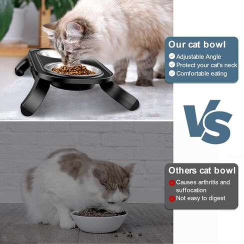 أحدث أوعية الكلاب المرتفعة أوعية القطط، ارتفاع بدون خطوات من 2.1 بوصة إلى 4.5 بوصة، زاوية قابلة للتعديل، حامل وعاء الكلب مع 2 أوعية طعام للكلاب من الفولاذ المقاوم للصدأ، أوعية مرتفعة للحيوانات الأليفة للقطط، الكلاب المتوسطة الصغيرة in Kuwait