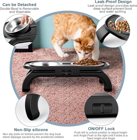 أحدث أوعية الكلاب المرتفعة أوعية القطط، ارتفاع بدون خطوات من 2.1 بوصة إلى 4.5 بوصة، زاوية قابلة للتعديل، حامل وعاء الكلب مع 2 أوعية طعام للكلاب من الفولاذ المقاوم للصدأ، أوعية مرتفعة للحيوانات الأليفة للقطط، الكلاب المتوسطة الصغيرة in Kuwait