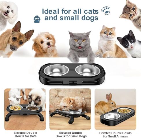 أحدث أوعية الكلاب المرتفعة أوعية القطط، ارتفاع بدون خطوات من 2.1 بوصة إلى 4.5 بوصة، زاوية قابلة للتعديل، حامل وعاء الكلب مع 2 أوعية طعام للكلاب من الفولاذ المقاوم للصدأ، أوعية مرتفعة للحيوانات الأليفة للقطط، الكلاب المتوسطة الصغيرة in Kuwait