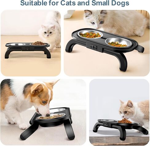 أحدث أوعية الكلاب المرتفعة أوعية القطط، ارتفاع بدون خطوات من 2.1 بوصة إلى 4.5 بوصة، زاوية قابلة للتعديل، حامل وعاء الكلب مع 2 أوعية طعام للكلاب من الفولاذ المقاوم للصدأ، أوعية مرتفعة للحيوانات الأليفة للقطط، الكلاب المتوسطة الصغيرة in Kuwait