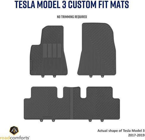Road Comforts Front Trunk Mat + Storage Mat - Tesla Model 3 All Weather Mats (Does not Include Back Trunk Mat) - Fits Model 3 2017 to 2023 (2pcs) (Black) in Saudi Arabia