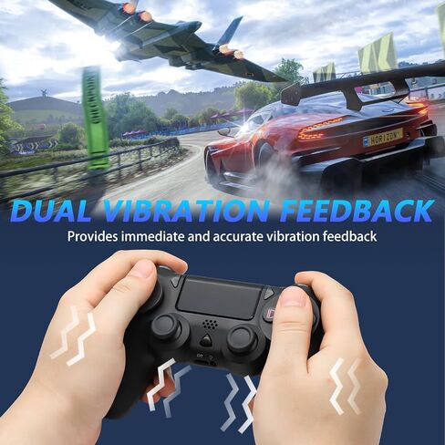 وحدة تحكم لاسلكية LARSEBEI متوافقة مع PS4/Pro/Slim - اهتزاز مزدوج/تحكم في الحركة 6 محاور/مقبس صوت 3.5 ملم/لوحة لمس متعددة/زر مشاركة، متوافق مع أجهزة الكمبيوتر التي تعمل بنظام Windows 7/8/10 in Saudi Arabia