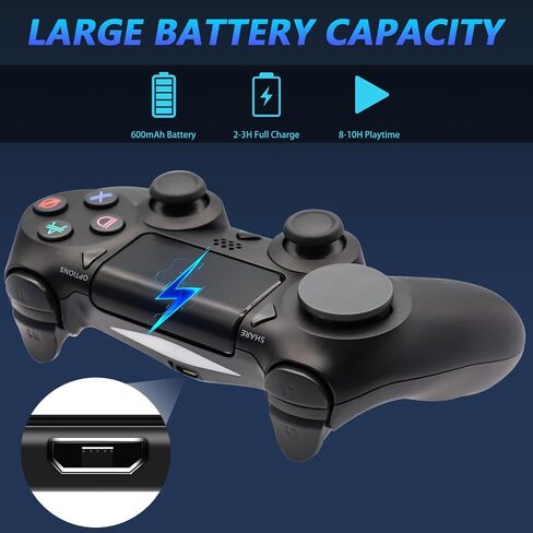 وحدة تحكم لاسلكية LARSEBEI متوافقة مع PS4/Pro/Slim - اهتزاز مزدوج/تحكم في الحركة 6 محاور/مقبس صوت 3.5 ملم/لوحة لمس متعددة/زر مشاركة، متوافق مع أجهزة الكمبيوتر التي تعمل بنظام Windows 7/8/10 in Saudi Arabia