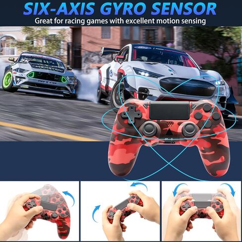 وحدة تحكم لاسلكية LARSEBEI متوافقة مع PS4/Pro/Slim - اهتزاز مزدوج/تحكم في الحركة 6 محاور/مقبس صوت 3.5 ملم/لوحة لمس متعددة/زر مشاركة، متوافق مع أجهزة الكمبيوتر التي تعمل بنظام Windows 7/8/10 in Saudi Arabia