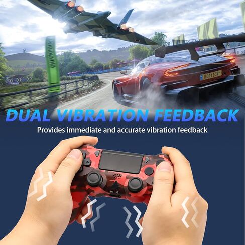 وحدة تحكم لاسلكية LARSEBEI متوافقة مع PS4/Pro/Slim - اهتزاز مزدوج/تحكم في الحركة 6 محاور/مقبس صوت 3.5 ملم/لوحة لمس متعددة/زر مشاركة، متوافق مع أجهزة الكمبيوتر التي تعمل بنظام Windows 7/8/10 in Saudi Arabia