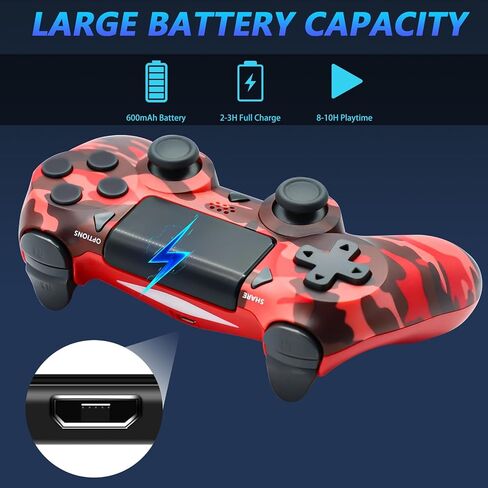 وحدة تحكم لاسلكية LARSEBEI متوافقة مع PS4/Pro/Slim - اهتزاز مزدوج/تحكم في الحركة 6 محاور/مقبس صوت 3.5 ملم/لوحة لمس متعددة/زر مشاركة، متوافق مع أجهزة الكمبيوتر التي تعمل بنظام Windows 7/8/10 in Saudi Arabia