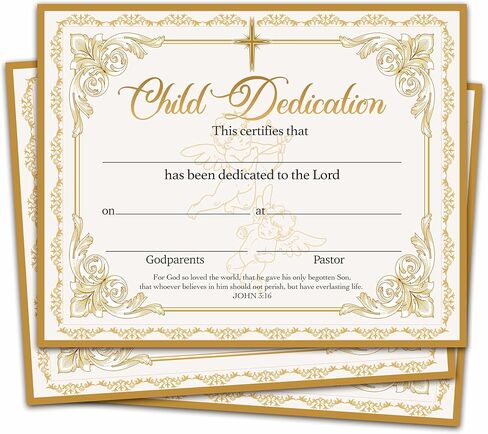Child Dedication Certificate, Vintage Golden Certificates of Baby Christening Dedication, Baby Dedication Gifts for Child Kids Boys Girls, 25 Pcs Baptism Certificates for Church -14 in Saudi Arabia