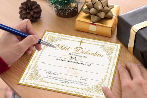 Child Dedication Certificate, Vintage Golden Certificates of Baby Christening Dedication, Baby Dedication Gifts for Child Kids Boys Girls, 25 Pcs Baptism Certificates for Church -14 in Saudi Arabia