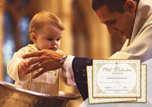 Child Dedication Certificate, Vintage Golden Certificates of Baby Christening Dedication, Baby Dedication Gifts for Child Kids Boys Girls, 25 Pcs Baptism Certificates for Church -14 in Saudi Arabia