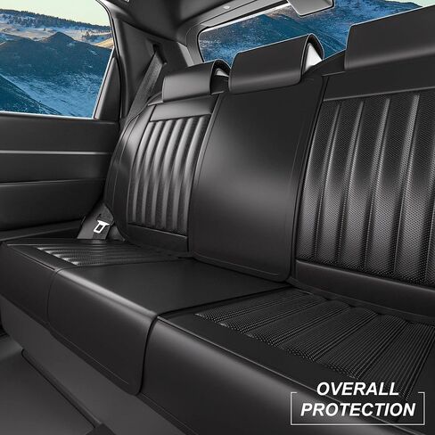 5 قطع من أغطية مقاعد السيارة الأمامية والخلفية LB، مجموعة كاملة من واقيات مقاعد السيارة من جلد نابا المقاوم للماء مع مساند للرأس، ملاءمة داخلية عالمية للسيارات لشاحنات البيك أب السيدان، أسود in Kuwait