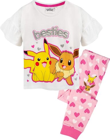 Pokemon Pyjamas Pikachu & Eevee Frill Sleeve Long OR Short Leg Girls PJs in Saudi Arabia