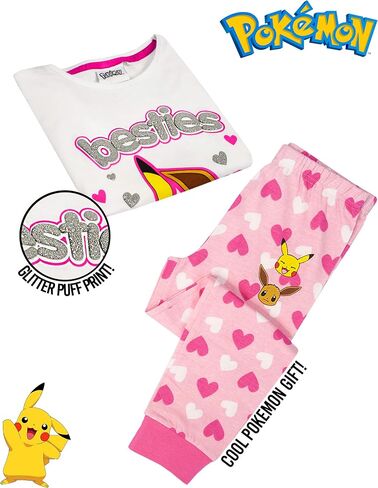 Pokemon Pyjamas Pikachu & Eevee Frill Sleeve Long OR Short Leg Girls PJs in Saudi Arabia