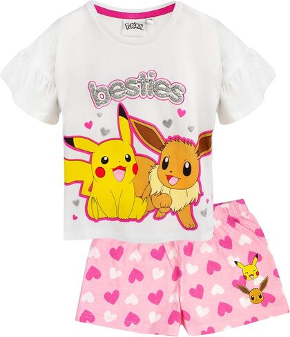 Pokemon Pyjamas Pikachu & Eevee Frill Sleeve Long OR Short Leg Girls PJs in Saudi Arabia