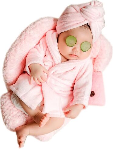 Vemonllas Newborn Photography Props Bathrobe Outfits Baby Photoshoot Props Robe Girl Baby Photo Prop Outfit Robe Bath Towel in Saudi Arabia