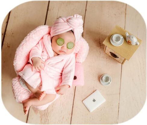 Vemonllas Newborn Photography Props Bathrobe Outfits Baby Photoshoot Props Robe Girl Baby Photo Prop Outfit Robe Bath Towel in Saudi Arabia