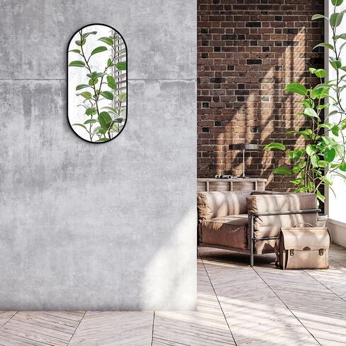 Americanflat 12x24 Black Oval Mirror - Aluminum Framed Oval Bathroom Mirror, Living Room Mirror, Bedroom - Black Wall Mirror with Modern Rounded Frame - Large Oval Mirror with Vertical Mount in Saudi Arabia