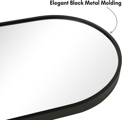 Americanflat 12x24 Black Oval Mirror - Aluminum Framed Oval Bathroom Mirror, Living Room Mirror, Bedroom - Black Wall Mirror with Modern Rounded Frame - Large Oval Mirror with Vertical Mount in Saudi Arabia