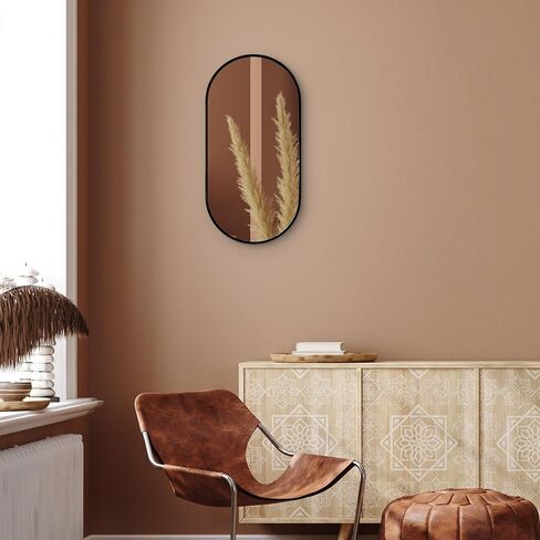Americanflat 12x24 Black Oval Mirror - Aluminum Framed Oval Bathroom Mirror, Living Room Mirror, Bedroom - Black Wall Mirror with Modern Rounded Frame - Large Oval Mirror with Vertical Mount in Saudi Arabia