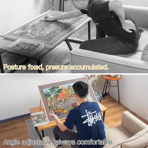 لوحة أحجية الصور المقطوعة 1500 قطعة من لافيفيرت، لوحة أحجية خشبية قابلة للتعديل، طاولة ألغاز قابلة للإمالة محمولة مع سطح غير قابل للانزلاق للبالغين والأطفال in Kuwait