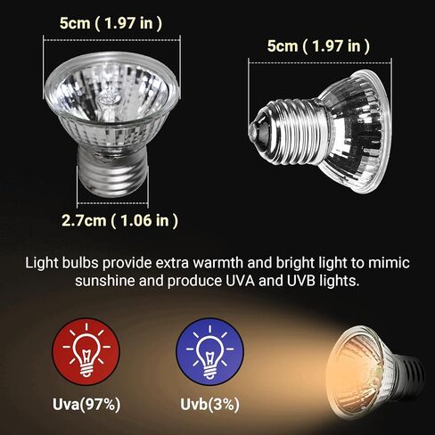 CALPALMY (4 عبوات من لمبات حرارة الزواحف UVA+UVB بقدرة 75 وات - الحرارة والضوء للزواحف والخزانات البرمائية، ومرابي حيوانات وأقفاص - تعمل مع سحلية السلحفاة، وتركيبات مصابيح حرارية تررم برمائية مختلفة in Kuwait