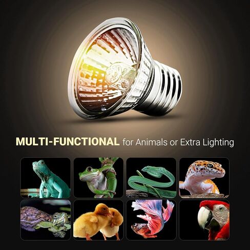 CALPALMY (4 عبوات من لمبات حرارة الزواحف UVA+UVB بقدرة 75 وات - الحرارة والضوء للزواحف والخزانات البرمائية، ومرابي حيوانات وأقفاص - تعمل مع سحلية السلحفاة، وتركيبات مصابيح حرارية تررم برمائية مختلفة in Kuwait