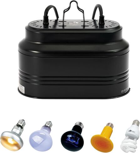 Dual Reptile Light Fixture with 2 On/Off Switches, Deep Dome Reptile Heat Lamp Fixture fit E26 Reptile Lamp, UVB Reptile Light Fixture Kit Perfect for Reptiles Amphibians in Kuwait
