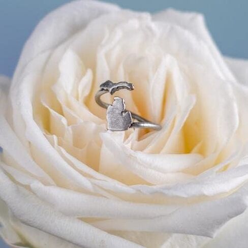 Stone Armory State of Michigan Ring | Adjustable Michigan Map Ring | Unique MI Jewelry | Souvenir Gifts in Saudi Arabia