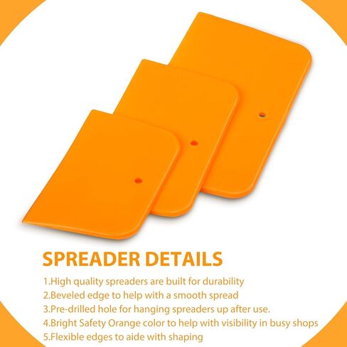Minatee 2 Pcs 12 x 12 Inch Plastic Body Filler Mixing Board with 3 Pcs Reusable Body Filler Spreaders 4, 5, 6 Inch Plastic Spreaders, Auto Body Tools for Applying Automotive Fillers Putties Glazes in Kuwait