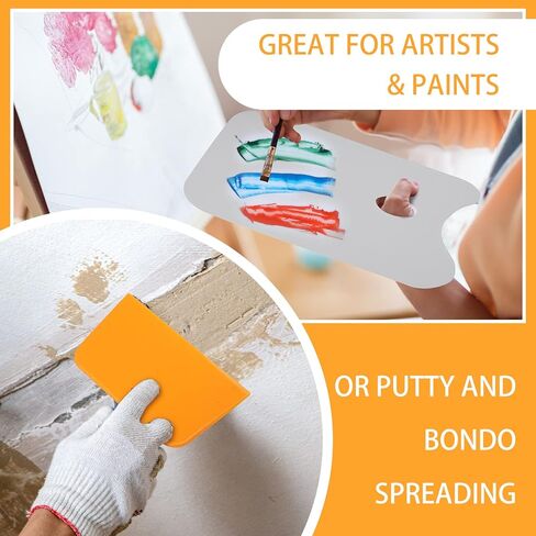 Minatee 2 Pcs 12 x 12 Inch Plastic Body Filler Mixing Board with 3 Pcs Reusable Body Filler Spreaders 4, 5, 6 Inch Plastic Spreaders, Auto Body Tools for Applying Automotive Fillers Putties Glazes in Kuwait