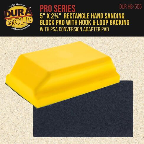 وسادة صنفرة يدوية مستطيلة من سلسلة Dura-Gold Pro مقاس 5 بوصات × 2-3/4 بوصة مع دعامة خطافية وحلقة ووسادة محول تحويل ورق الصنفرة PSA - أثاث النجارة على شكل رملي لتجهيز طلاء السيارات in Saudi Arabia