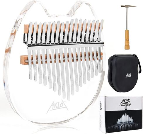 Kalimba, AKLOT Thumb Piano 17 Keys Crystal Finger Piano Rainbow Bear Start Kits with Protective Case Tuning Hammer Study Booklet Cleaning Cloth in Kuwait
