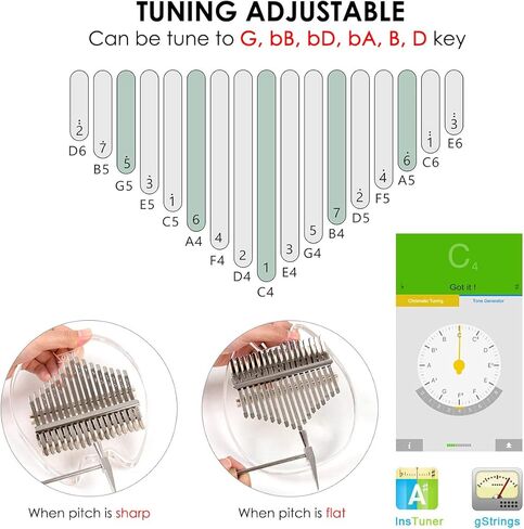 Kalimba, AKLOT Thumb Piano 17 Keys Crystal Finger Piano Rainbow Bear Start Kits with Protective Case Tuning Hammer Study Booklet Cleaning Cloth in Kuwait