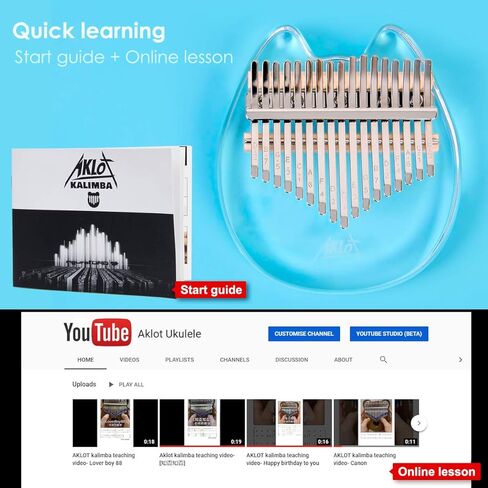 Kalimba, AKLOT Thumb Piano 17 Keys Crystal Finger Piano Rainbow Bear Start Kits with Protective Case Tuning Hammer Study Booklet Cleaning Cloth in Kuwait