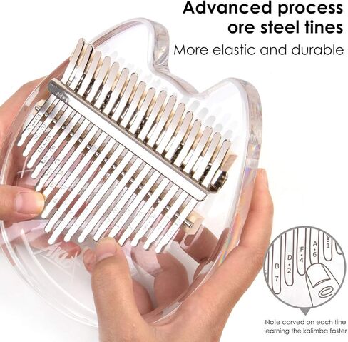 Kalimba, AKLOT Thumb Piano 17 Keys Crystal Finger Piano Rainbow Bear Start Kits with Protective Case Tuning Hammer Study Booklet Cleaning Cloth in Kuwait