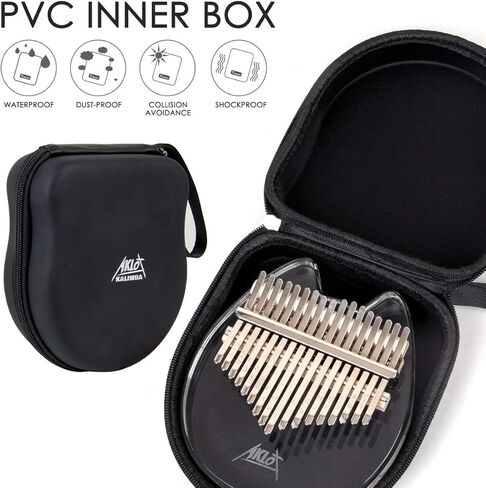 Kalimba, AKLOT Thumb Piano 17 Keys Crystal Finger Piano Rainbow Bear Start Kits with Protective Case Tuning Hammer Study Booklet Cleaning Cloth in Kuwait