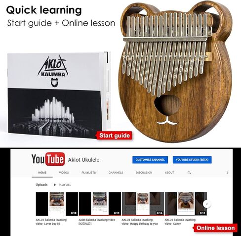 Kalimba, AKLOT Thumb Piano 17 Keys Crystal Finger Piano Rainbow Bear Start Kits with Protective Case Tuning Hammer Study Booklet Cleaning Cloth in Kuwait
