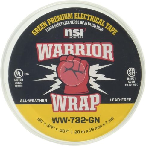 WarriorWrap Premium 3/4 in. x 66 ft. 7 mil Vinyl Electrical Tape, Green in Saudi Arabia