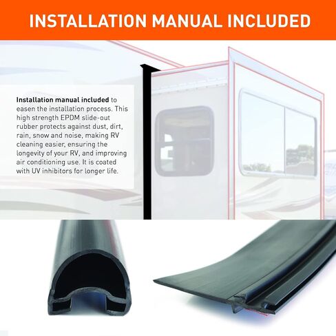 Combo RV Slide Out Black Rubbers | 018-312-EKD & 018-341 EK | 1' x 15/16' x 35' D-Seal Wiper & 1/2' x 2.75' x 35’ Seal Base | Works with Keystone, Forest River (018-312-EKD + 018-341 EK) in Saudi Arabia