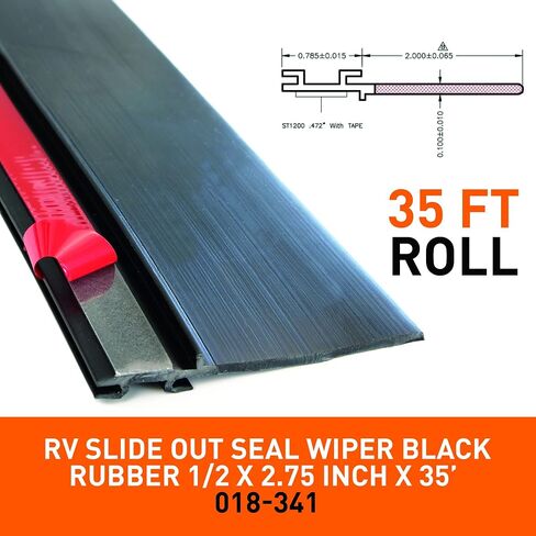 Combo RV Slide Out Black Rubbers | 018-312-EKD & 018-341 EK | 1' x 15/16' x 35' D-Seal Wiper & 1/2' x 2.75' x 35’ Seal Base | Works with Keystone, Forest River (018-312-EKD + 018-341 EK) in Saudi Arabia