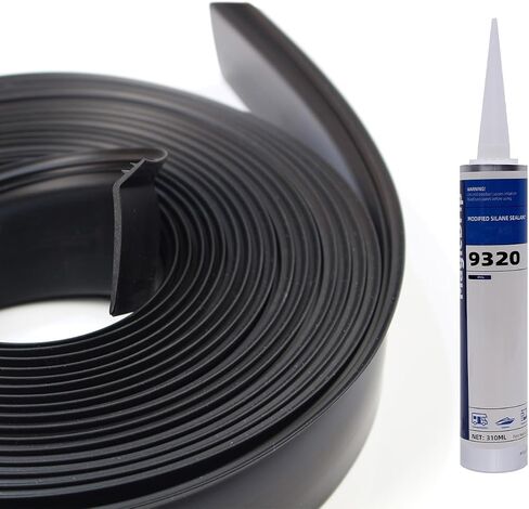 كومبو RV سلايد أوت مطاط أسود | 018-312-EKD & 018-341 EK | 1 × 15/16 × 35 بوصة ممسحة على شكل حرف D وقاعدة ختم 1/2 × 2.75 × 35 بوصة | يعمل مع Keystone، Forest River (018-312-EKD + 018-341 EK) in Kuwait