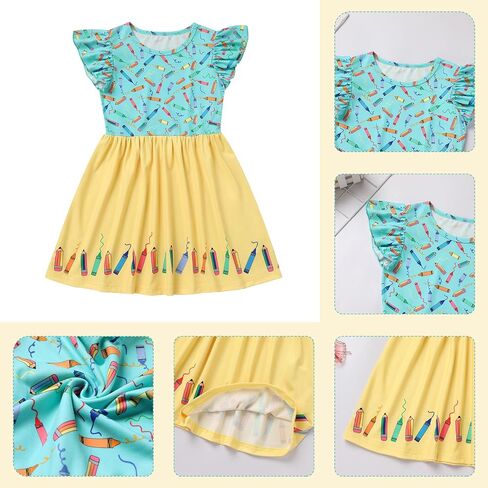 FYMNSI Toddler Kids Back to School Dress Little Girls Baby Kindergarten First Day of School Summer Casual Printed Dresses in Saudi Arabia