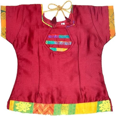 Chandrakala Lehanga Pattu Pavadai For Girls Kids South Indian Dress-6-12 Months, Maroon Multicolour (KL113MAR1) in Saudi Arabia