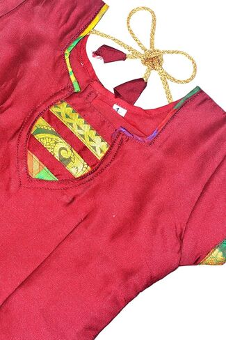 Chandrakala Lehanga Pattu Pavadai For Girls Kids South Indian Dress-6-12 Months, Maroon Multicolour (KL113MAR1) in Saudi Arabia