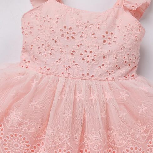 Infant Baby Girl Boho Lace Tutu Dress Flutter Sleeve Smocked Birthday Party Summer Holiday Photo Shoot Sundress in Saudi Arabia