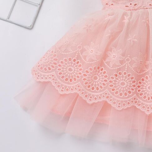 Infant Baby Girl Boho Lace Tutu Dress Flutter Sleeve Smocked Birthday Party Summer Holiday Photo Shoot Sundress in Saudi Arabia
