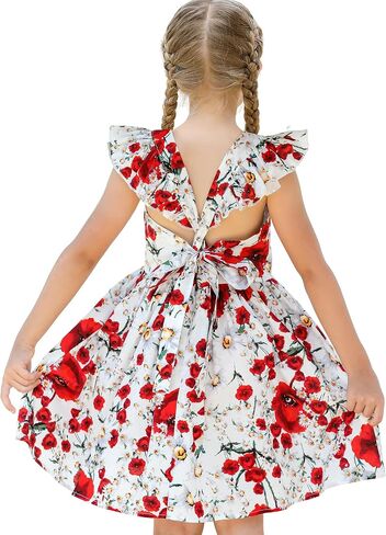 PrinceSasa Floral Cotton Kids Girl Dresses Summer Girls Clothes,1HPDA35,5-6 Years(130) in Saudi Arabia