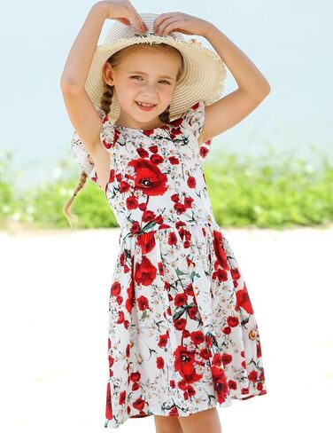 PrinceSasa Floral Cotton Kids Girl Dresses Summer Girls Clothes,1HPDA35,5-6 Years(130) in Saudi Arabia