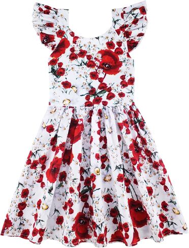 PrinceSasa Floral Cotton Kids Girl Dresses Summer Girls Clothes,1HPDA35,5-6 Years(130) in Saudi Arabia