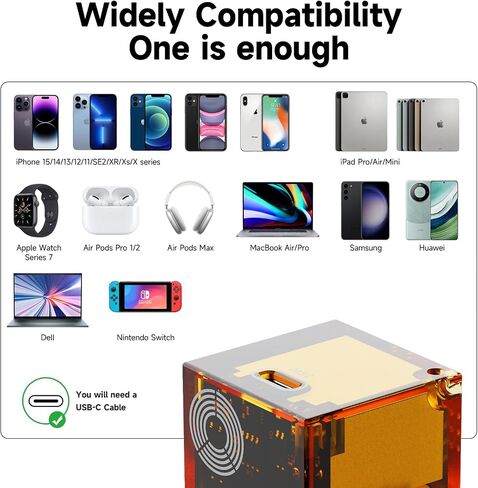 35W USB-C Fast Power Adapter - Infinity Stones GaN Charger Plug Block Charging Box Brick, Wall Charger for iPhone 15/15 Plus/15 Pro/15 Pro Max, 14/13/12 Series, Galaxy, Pixel 4/3, iPad (Orange) in Saudi Arabia