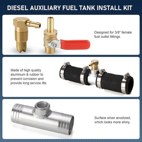 طقم تثبيت خزان الوقود المساعد 11025 طقم تركيب الديزل مناسب لخزان الوقود الإضافي الذي يعمل بالوقود الإضافي Ford Dodge Chevy GMC والموديلات الأحدث مع خط تعبئة 1 1/2 بوصة in Kuwait